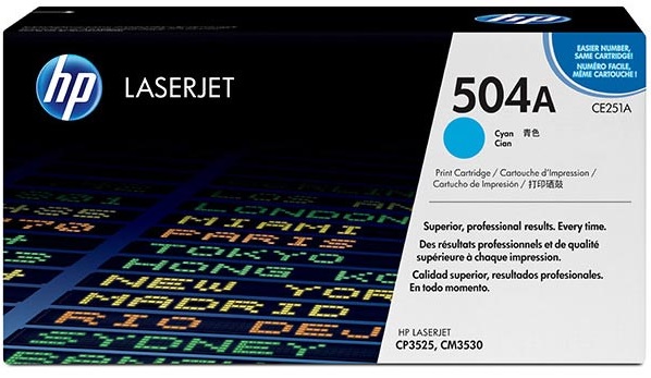Original HP 504A (CE251A) Color LJet CM3530 MFP/CP3525 Print Cartridge - Cyan